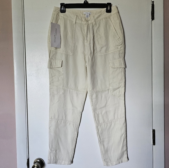 NWT Daily Ritual white lyocell cargo light slim gorpcore summer high-rise pants - Picture 1 of 7